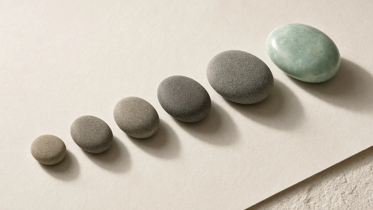 Balanced river stones — each step resting on the last